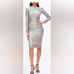 Questions? Leave A Comment Below! Luxury Fitted Multicolor Sequin Dress, Dressy Sequined V-neck Midi Dress, Dress The Population Sequin Dress, Multicolor V-neck Sequin Party Dress, Fitted Multicolor Sequin Dress With V-neck, Bodycon Gown, Dress The Population, Gown Dress, Women's Dress