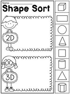 the shape sort worksheet for students to practice shapes and number recognition in their homeschool