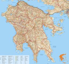 a large map of the country of croatia with roads and major cities, all in red