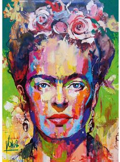 a painting of a woman with flowers in her hair