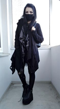 Casual Goth, Goth Outfit, Cyberpunk Fashion, New Rock, Punk Outfits, Gothic Outfits