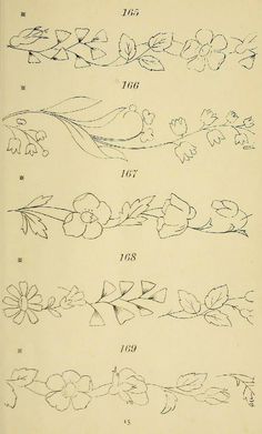 an old book with flowers and leaves drawn on it's pages, including numbers