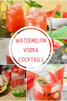 watermelon vodka cocktails with lime and mint