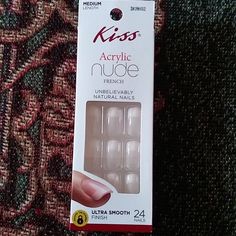 New Still In Box. 24pc. Kiss Acrylic Nude French Tip Press On Nails. Medium Length. Ultra Smooth Finish. Glue Not Included. Kiss French Tip Nails, French Tip Nails Color, Nude French Tip Nails, Nude French Tip, Kiss Glue On Nails, Kiss Nails Kit, Kiss Gel Fantasy Nails, Impress Manicure, Kiss Press On Nails