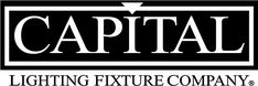 capital lighting logo with the words capital lighting fixture company in white and black on a dark background