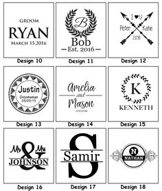 wedding date labels with different font and numbers