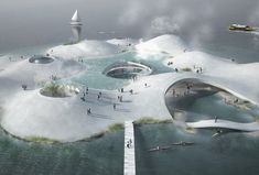 an artist's rendering of a futuristic floating city