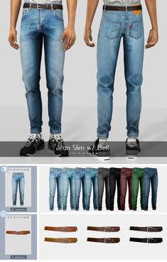 an image of men's jeans in different colors and sizes for the male character