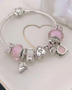 Pandora Jewelry Charms, Silver Theme, Bracelet Pandora, Wrist Jewelry, Pink And Silver