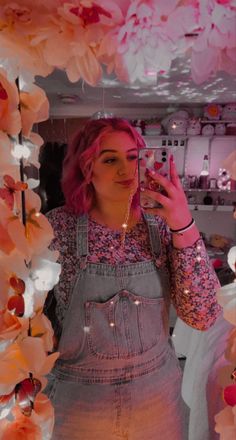 tumblr girl, flower mirror, overalls, mid length hairstyle Mid Length Hairstyle, Flower Mirror, Girl Flower, Mid Length Hair, Pink Hair, Mid Length, Mirror, Tumblr