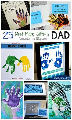 father's day gifts for kids with handprints on them and the words 25 must