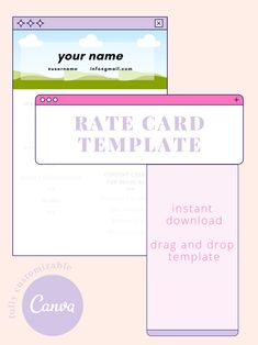 a computer screen with the text rate card template