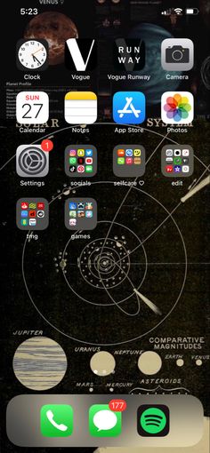 an iphone screen with various icons on it