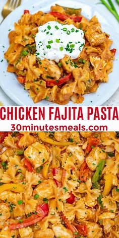 chicken fajita pasta is an easy and delicious meal