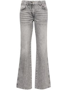 light grey cotton washed denim whiskering effect at the thighs mid-rise belt loops concealed fly and button fastening classic five pockets flared cuffs Grey Low Waist Pants, Grey Flared Jeans, Light Grey Jeans, Mid Rise Flare Jeans, Flair Jeans, Winter Shopping, Trendy Jeans, Gray Jeans, Jeans Grey