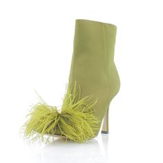 Features - Inner Ankle Zipper Closure - 3-3/4" Stiletto Heel - Pointed-Toe Booties - Feather Pom Pom And Embellishments At Upper - Cushioned Insole For Added Comfort - Fabric Upper; Manmade Lining; Rubber Sole - Slim Stiletto Heel - Rhinestone Details Brand: Sam Edelman Style: Ency Color: Olive Width: Medium Heel Height: 4.25 Inches Material: Fabric Condition: New With Box Suggested Retail: $200.00 Spring Heeled Boots With 4-inch Heel, Spring 4-inch Heeled Boots, Green High Heeled Boots For Spring, Spring Green High Heeled Boots, Spring Green High-heeled Boots, Green Heeled Boots With Reinforced Heel For Spring, Elegant Green Heeled Boots For Party, Spring Party Heeled Boots With Sculpted Heel, Green Pointed Toe Heels For Cocktail