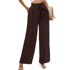 This Chiclily high waisted belted wide leg pants for women fit more women than normal pants for its design. It will work even If you are curvy or have thick calves and thighs. The bow in the front is a nice little addition to dress them up as well, and make them more stylish than most summer pants. Stylish Design: High waisted pants with elastic waistband and tied belt. Convenient Side Pockets-the pockets are practical and cute, deep and roomy enough to hold your hands, phone, wallet, keys, etc. High Waist Belted Versatile Pants, Versatile High Waist Belted Pants, Chic Belted Wide Leg Pants With Paperbag Waist, Chic Belted Paperbag Waist Wide Leg Pants, Belted Paperbag Waist Pants, Solid Color Belted Paperbag Waist Bottoms, Chic Non-stretch Wide Leg Pants With Belt Loops, Versatile Belted Wide Leg Pants, High Waist Wide Leg Pants With Tie Waist