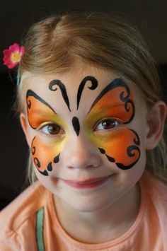 Storybook Dress, Animal Face Paintings, Butterfly Face Paint, Girl Face Painting, Butterfly Makeup, Butterfly Face