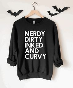 Goth Pullover Sweater Witch Horror Jumper Gothic Witchy True Crime Sweater Nerdy, Dirty, Inked & Curvy Pullover - Etsy Womens Pullover Sweaters, Witch Horror, Look Plus Size, Cute Shirt Designs, Pullover Sweater Women, Edgy Outfits, Look Plus, Women Pullover, Cute Shirts