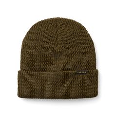 This warm, wool watch cap is perfect for insulating against drizzle, snow and dropping temperatures. The size and coverage is easily adjusted by cuffing the cap as desired. | Filson Watch Cap Beanie Otter Green Watch Cap, Cuff, Wool, Green