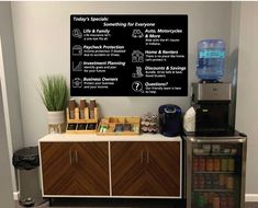 there is a coffee bar with drinks on it