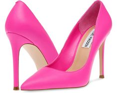 Steve Madden Evelyn Pump | Zappos.com Leather Heels With Cushioned Footbed, Leather Heels With Cushioned Footbed And Fitted Design, Fitted Leather Heels With Cushioned Footbed, Trendy Pointed Toe Heels With Cushioned Footbed, Pink Fitted Slip-on Heels, Synthetic Slip-on Heels With Deep Heel Cup, Chic Almond Toe Heels With Cushioned Footbed, Chic Cushioned Almond Toe Heels, Chic Heels With Cushioned Footbed And Almond Toe