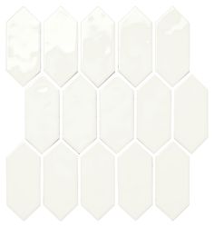 white hexagonal tiles with different shapes and sizes on each side, all in the same