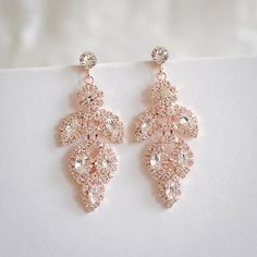 image 0 Rose Gold Dangle Chandelier Earrings, Rose Gold Dangle Chandelier Earrings For Pierced Ears, Rose Gold Dangle Bridal Earrings, Rose Gold Dangle Clip-on Earrings For Wedding, Chandelier Wedding, Wedding Earrings Chandelier, Rose Gold Bridal Earrings, Silver Bridal Earrings, Bridal Earrings Chandelier