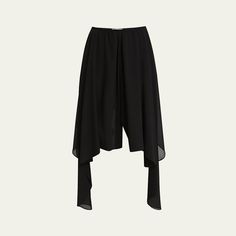 Chloe silk georgette pants featuring an asymmetric skirt overlay  High rise Straight legs  Cropped fit Silk Lining: Silk Professional cleaning recommended Imported Cocktail Jacket, Silk Trousers, Silk Pants, Asymmetrical Skirt, Wide Pants, Lingerie Sleepwear, Black Silk, Trousers Women, Bottoms Pants