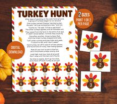 thanksgiving turkey hunt printables for kids to practice counting and matching numbers with pictures