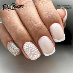 Click here to view more Fofosbeauty Press On Nails at lower price! Fofosbeauty--Press on nails 24 Pieces set 12 different sizes. Artificial nails design your own nails for weddings, parties, weekend dating, or special occasions. Acrylic nails art accessories design 24 pcs set full nail design fake nail tips with free nail glue sticker sheet and mini nail file. These tools can help you wear fake nails better, and the operation is easy and convenient for everyone. Clip-on nails have different size Short White Nails Design Ideas, White Fancy Nails, Rustic Nail Designs, Honeymoon Nails, Biab Nails, Short Fake Nails, Manicure Colors, Nail Time