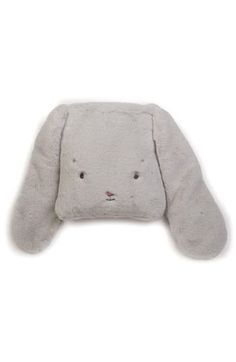 a gray stuffed animal with ears on it's head