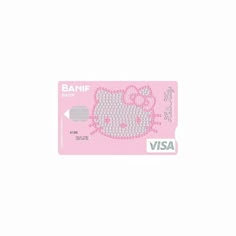 a pink hello kitty visa card with the word banf on it's side