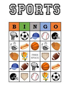 a game board with sports items on it and the words,'sports bingo '