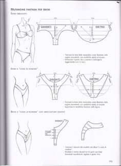 an open book with instructions on how to wear bikinis in different positions and sizes