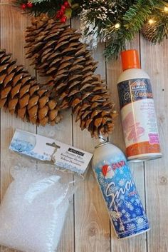 pine cones, glue, and other items to make a diy christmas ornament