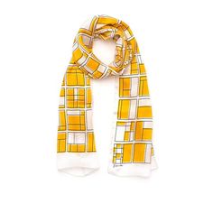 Rooms White and yellow geometric silk scarf. By Joyce and Nim. Made in Milan Italy How To Wear Scarves