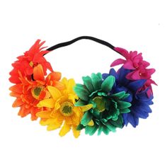 PRICES MAY VARY. Handmade item Materials: headband, sun flowers Elastic band fits most heads, Baby Toddler Adult Crown This Flower Crown is perfect for Birthday Party ,Family Photo, weddings,bath,shower,summer,fall,spring,winter Headbands with an elastic band,it's stretchy enough to fit many ages Sunflower Crown, Daisy Flower Crown, Rainbow Sunflower, Rainbow Daisy, Pride Party, Sunflower Headband, Flower Wreath Hair, Boho Crown, Daisy Headband