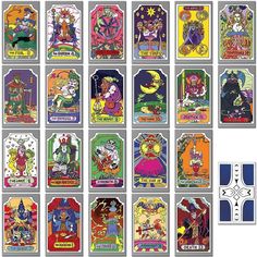 the tarot cards are all different colors and sizes, but each has an individual character