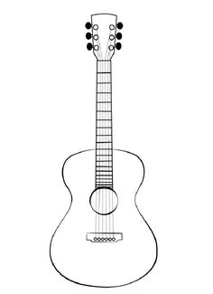 an acoustic guitar is shown in this black and white drawing, it looks like the body of a guitar