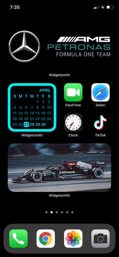 an iphone screen with the mercedes logo on it and other icons in front of it