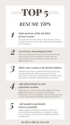 the top 5 resume tips for an experienced graphic designer infographic design typography