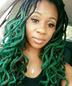 Green Locs Black Women, Dreadhead Styles, Ombre Locs, Green Locs, Jah Locs, Green Braids, Locs Short