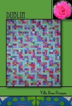 the cover of a quilt book with an image of a pink rose on top of it