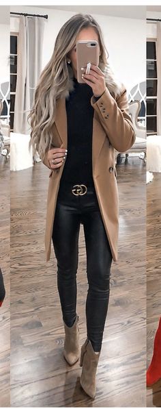 Sultry Outfits For Women, Elegant Brown Leather Pants For Night Out, Las Vegas Outfit Fall, Business Women Outfits, Platinový Blond, Winter Business Outfits, Looks Jeans, Jared Leto