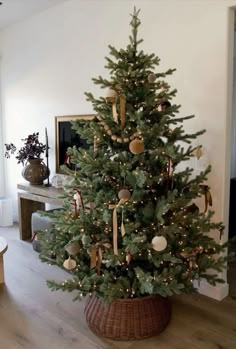 a decorated christmas tree in a living room