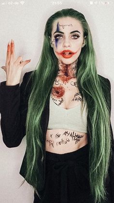 Female Joker Halloween Costumes, Joker Halloween Costumes Female, Joker Makeup Female, Halloween Kostüm Joker, Female Joker Costume, Joker Halloween Makeup, Halloween Female, Badass Halloween Costumes, Joker Halloween Costume