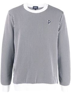 black/white ribbed knit vertical stripe pattern logo patch at the chest intarsia-knit logo crew neck fitted-cuff sleeves elasticated hem Gate Logo, Pearly Gates, Knit Logo, Pattern Logo, Sweatshirt White, Knitwear Men, White Sweatshirt, Cuff Sleeves, Stripes Pattern