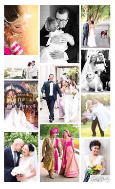 a collage of photos with people dressed in wedding outfits and grooms, bride and groom