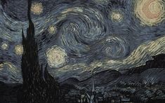 the starry night is shown in this painting